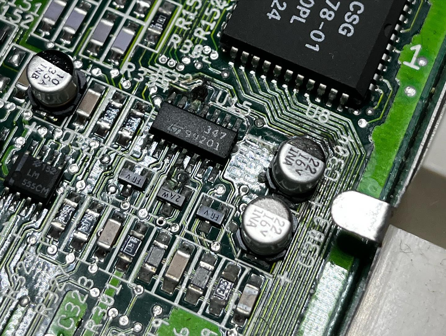 Dettaglio scheda madre Amiga 600 post intervento